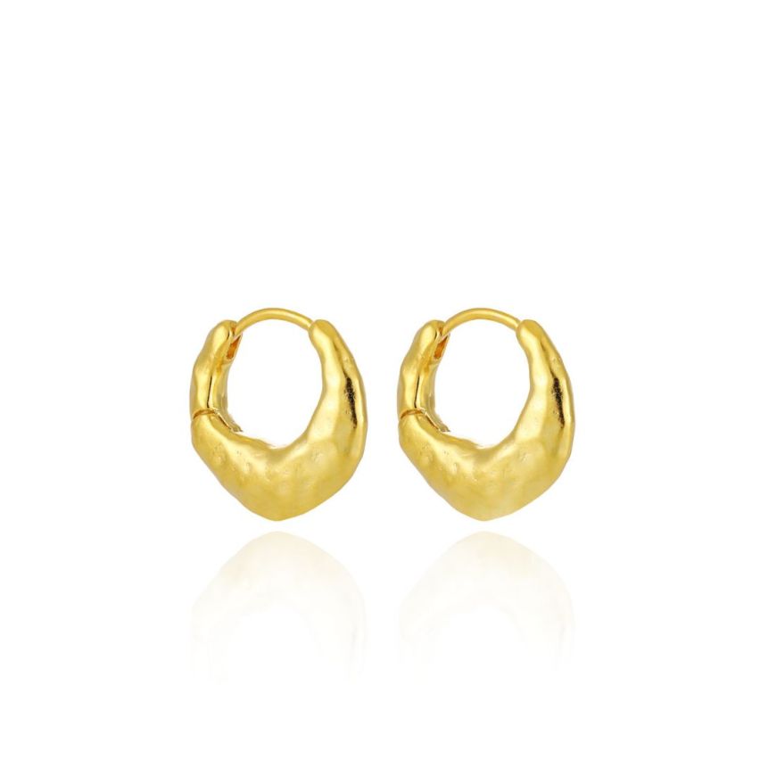 925 Silver Gold Plating Texture Earrings 4.6g