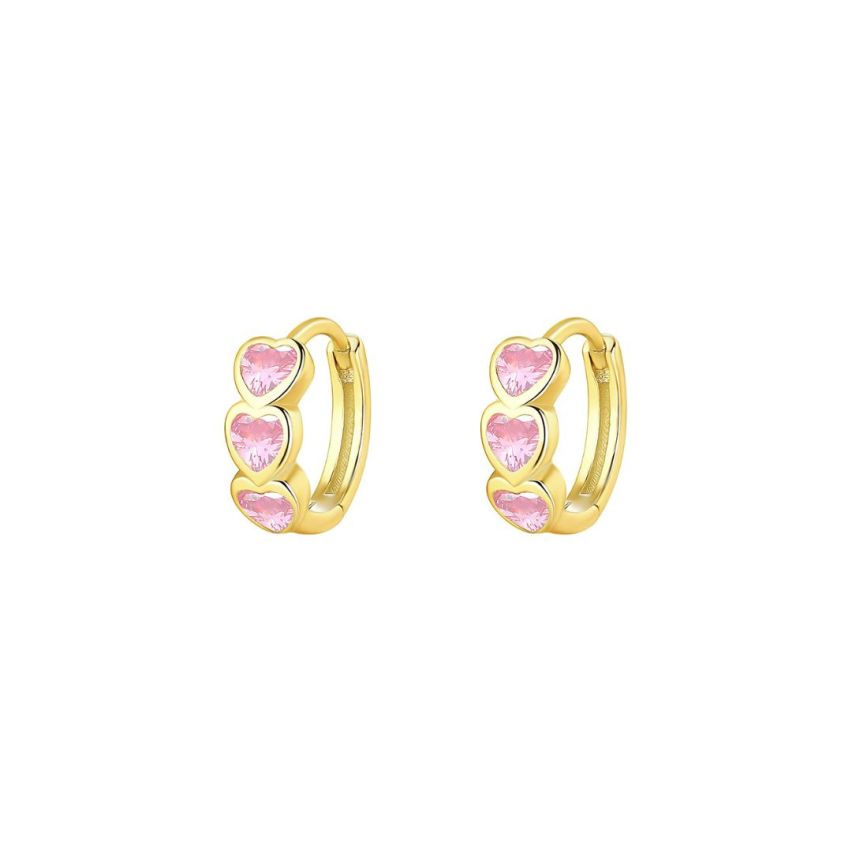 925 Silver Gold Plating Pink Zircon Minimalist Earrings 1.82g