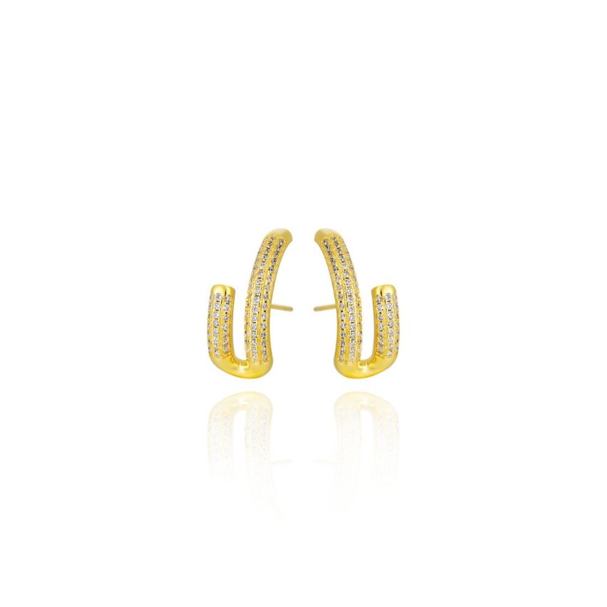 ESSENTIAL Gold Plating 925 Silver Zircon Earrings 5g 21x9mm