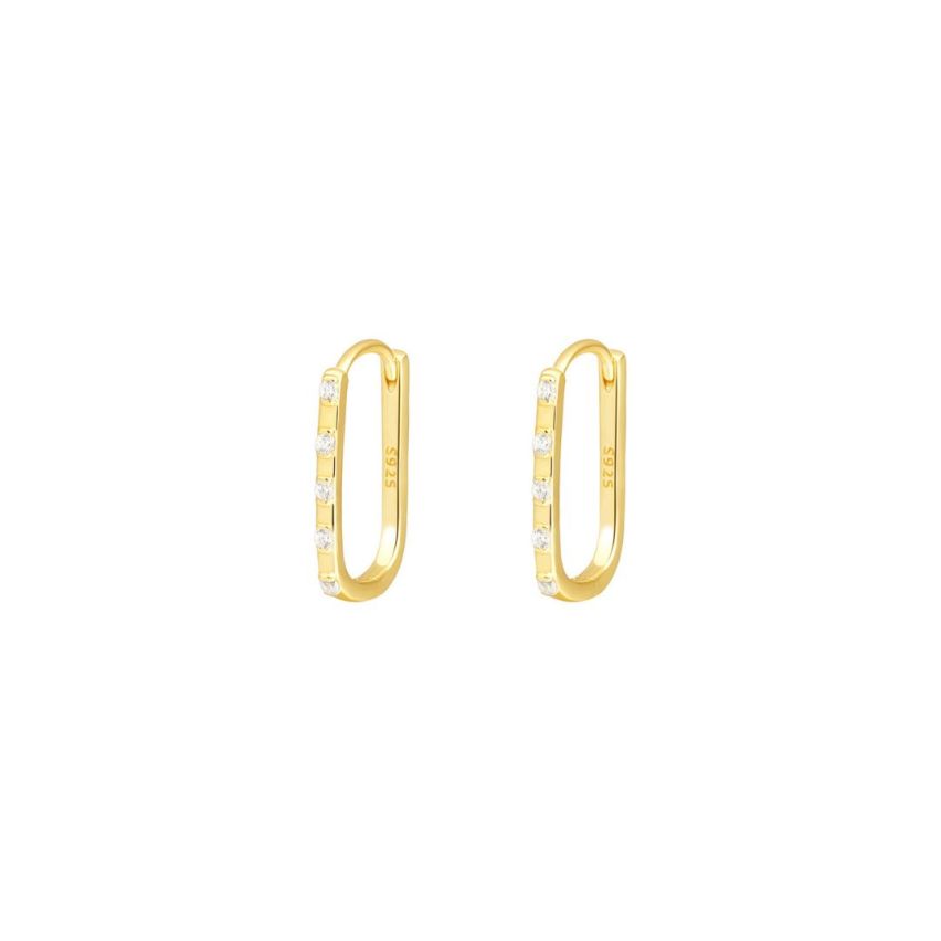 925 Silver Gold Plating Zircon Hoop Earrings