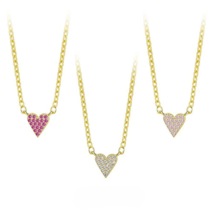 925 Silver Gold Plating Zircon In love Pendants