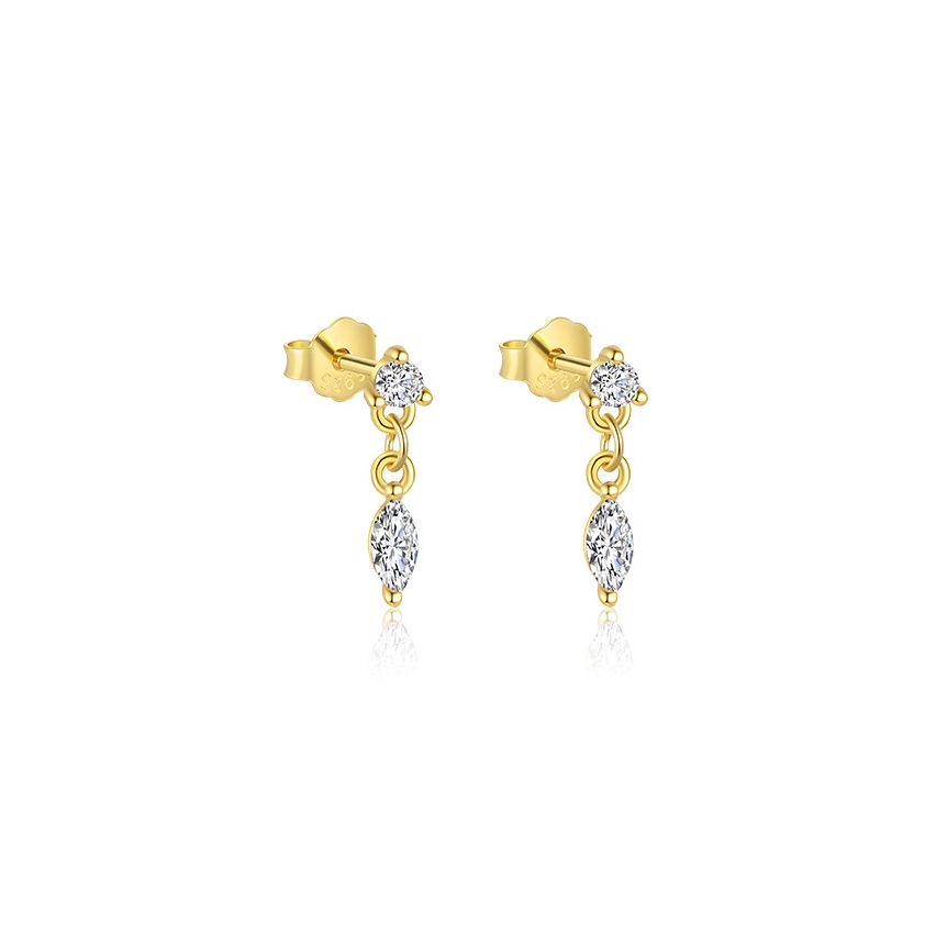 925 Silver Gold Plating Zircon Minimalist Earrings 0.56g