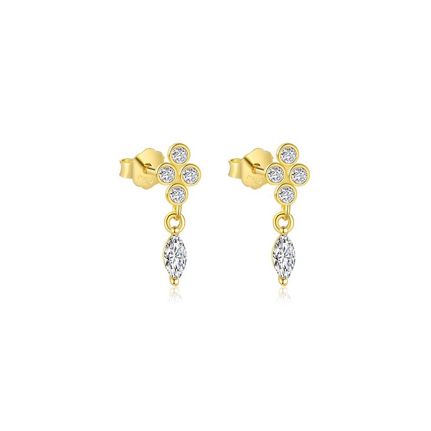 925 Silver Gold Plating Zircon Minimalist Earrings 0.82g