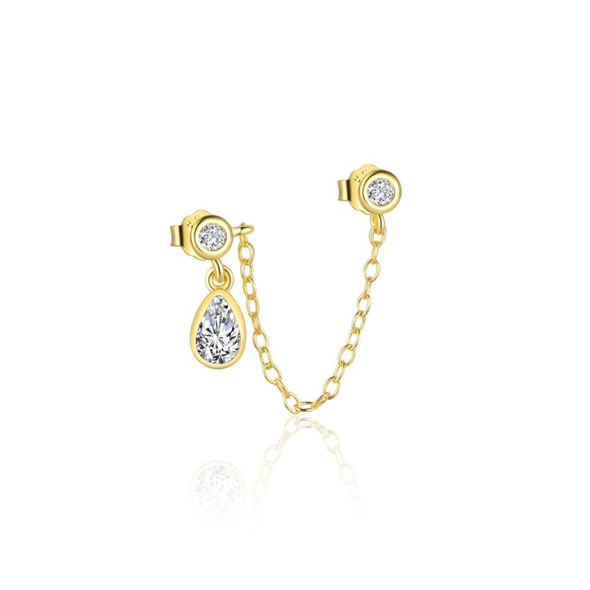 925 Silver Gold Plating Zircon Minimalist Earrings 0.92g