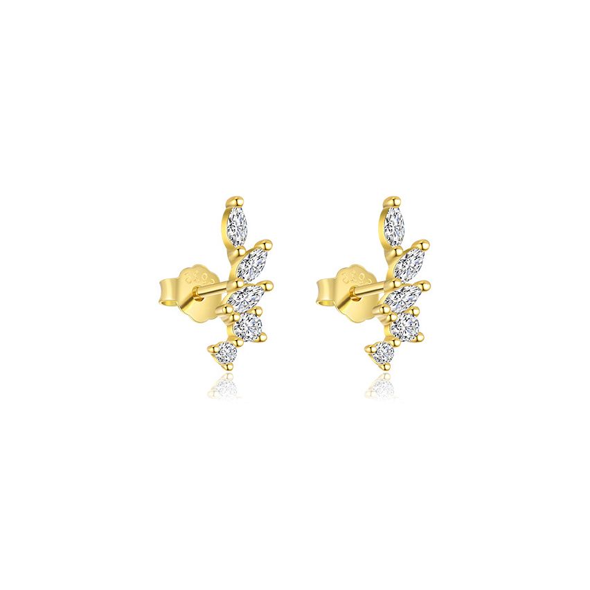 925 Silver Gold Plating Zircon Minimalist Earrings 0.94g