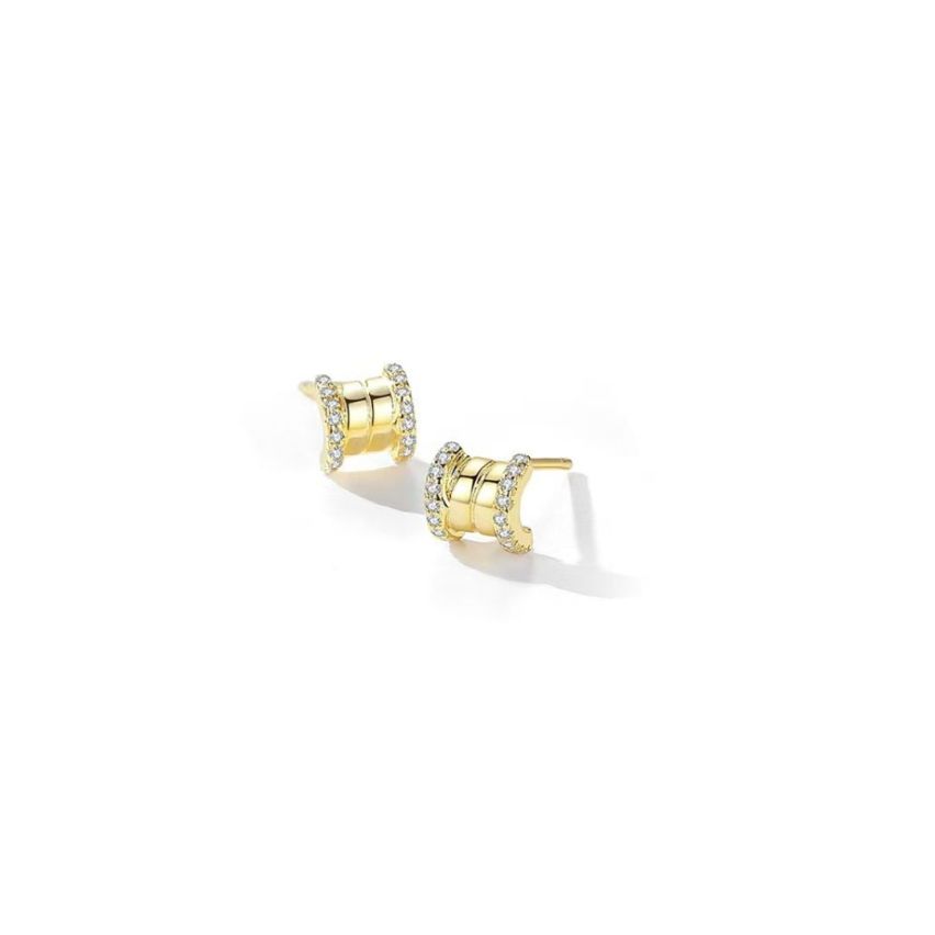 925 Silver Gold Plating Zircon Minimalist Earrings 2g