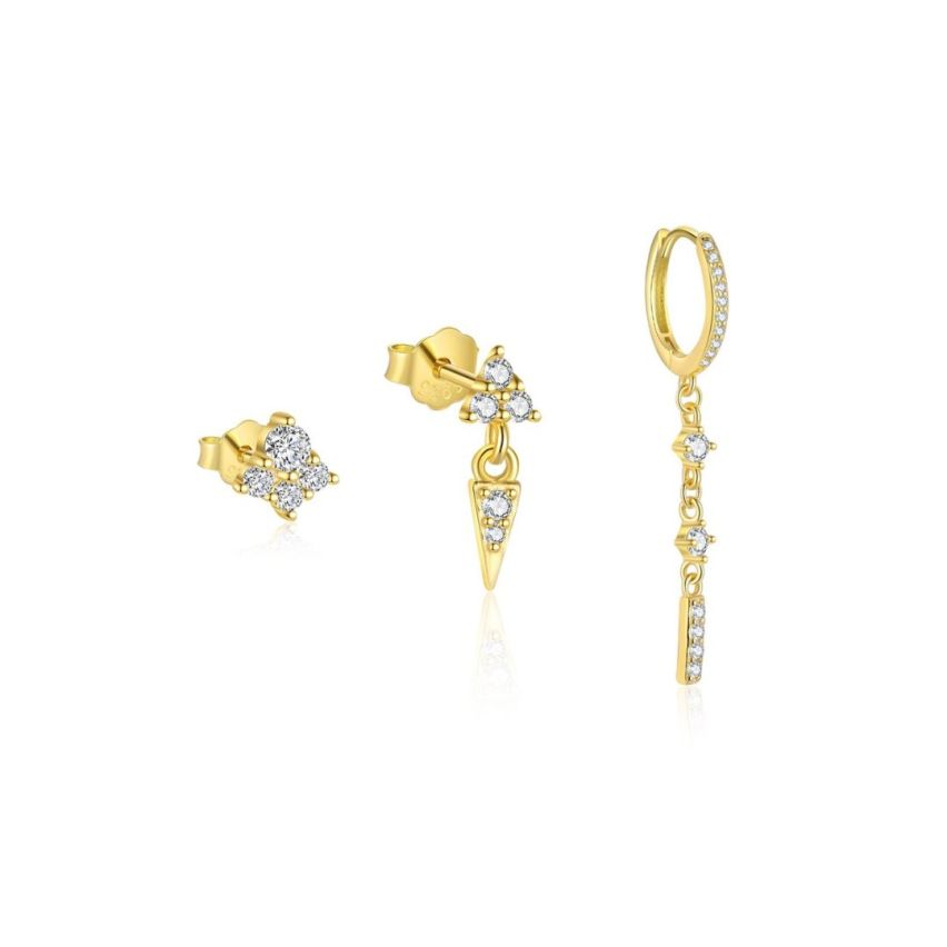 925 Silver Gold Plating Zircon Minimalist Earrings