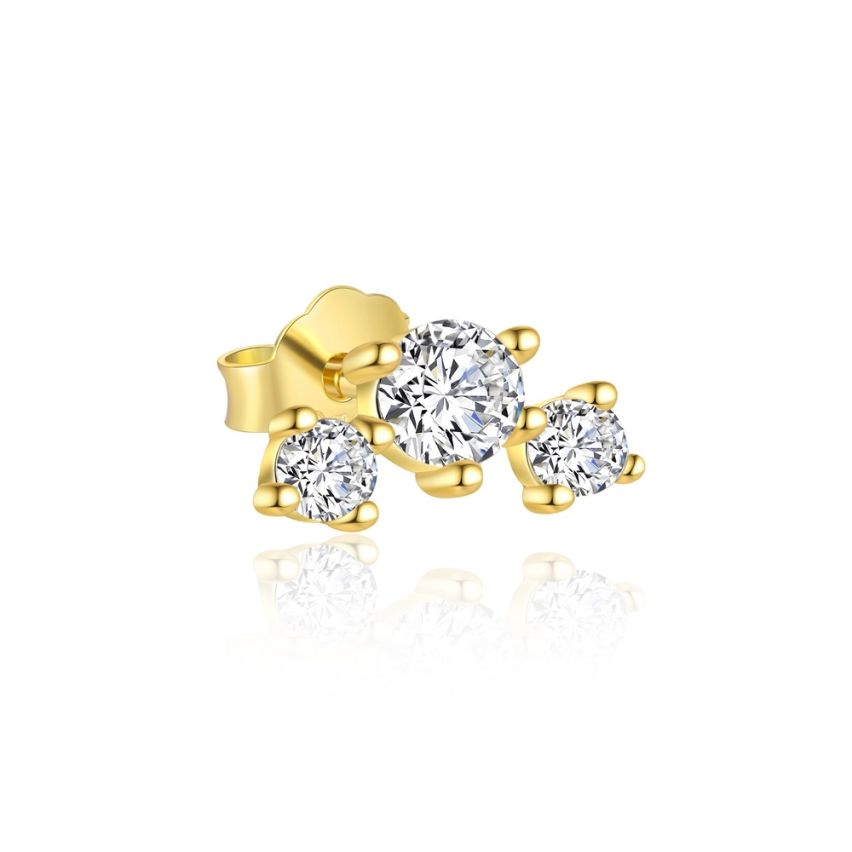 925 Silver Gold Plating Zircon Minimalist Earrings