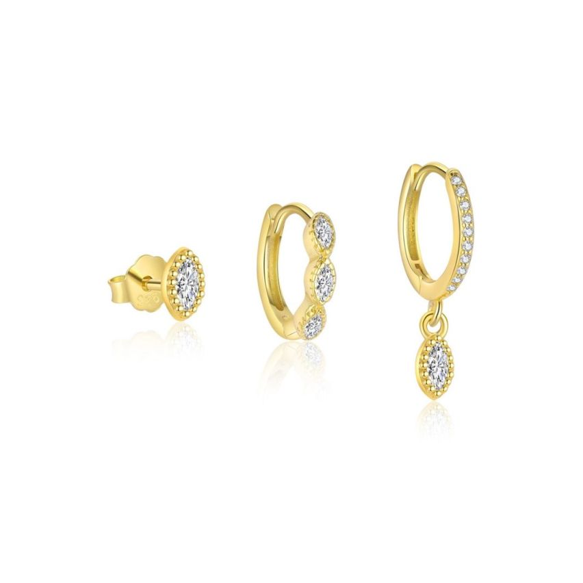 925 Silver Gold Plating Zircon Minimalist Earrings