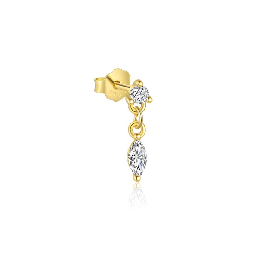925 Silver Gold Plating Zircon Minimalist Earrings