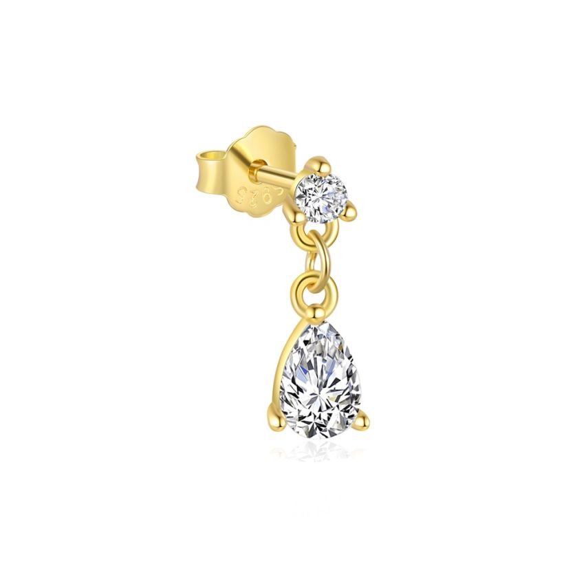 925 Silver Gold Plating Zircon Minimalist Earrings