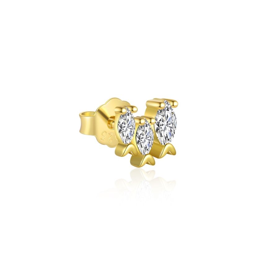 925 Silver Gold Plating Zircon Minimalist Earrings