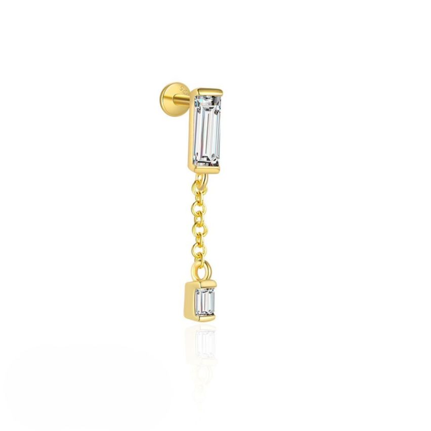 925 Silver Gold Plating Zircon Minimalist Earrings