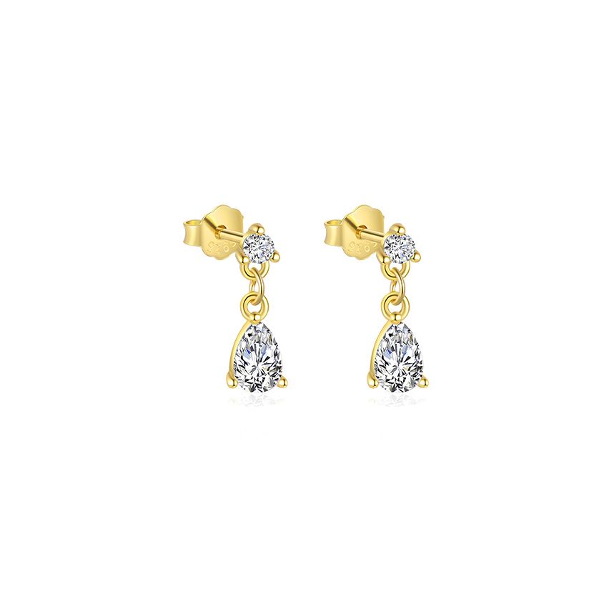 925 Silver Gold Plating Zircon Minimalist Earrings