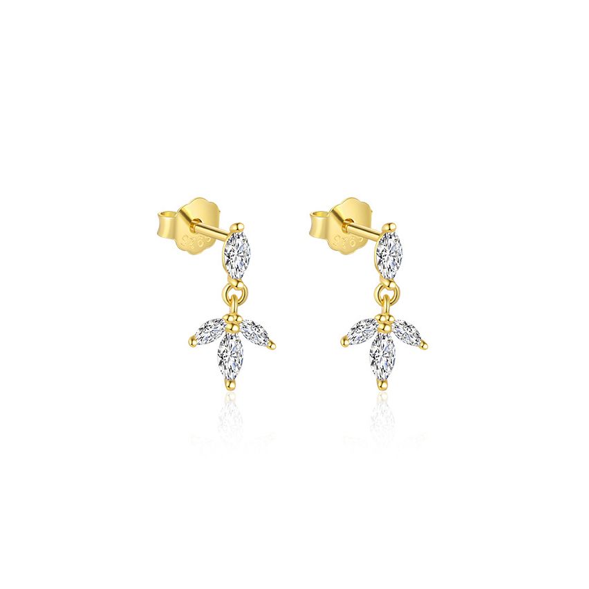 925 Silver Gold Plating Zircon Minimalist Earrings