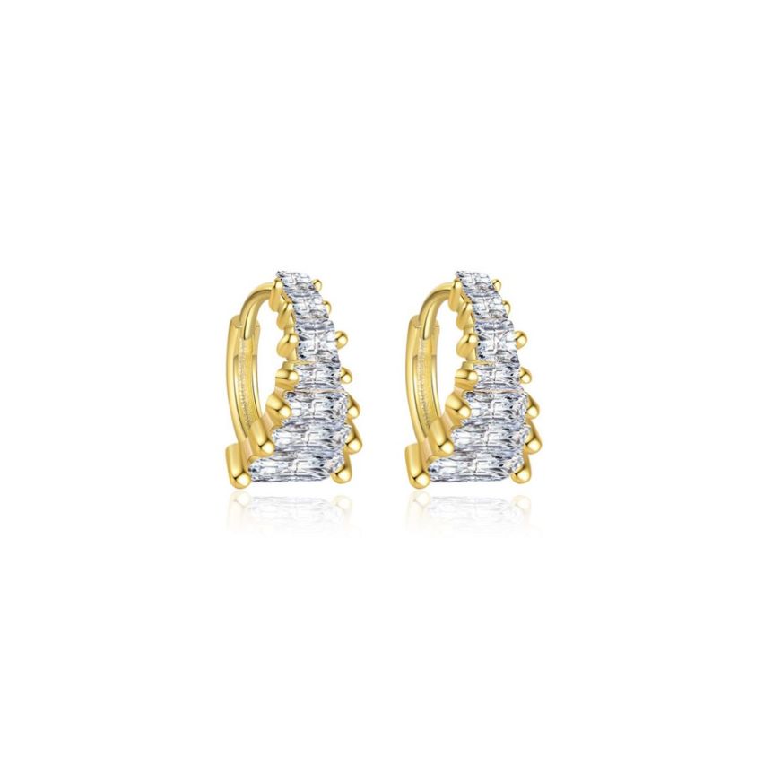 925 Silver Gold Plating Zircon Minimalist Earrings