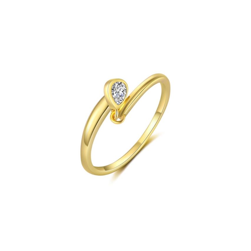 925 Silver Gold Plating Zircon Minimalist Rings EU54 - ES14 - US7,00