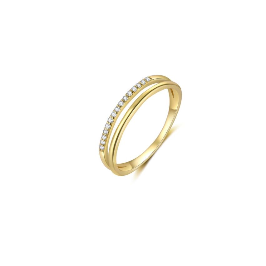 925 Silver Gold Plating Zircon Minimalist Rings EU54 - ES14 - US7,00