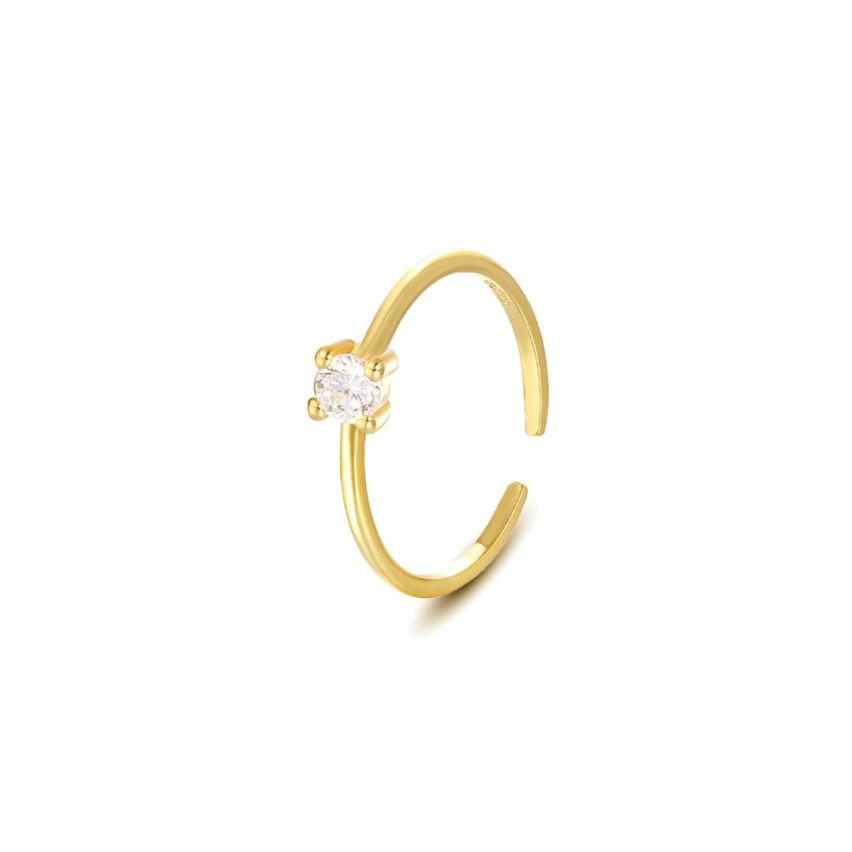 925 Silver Gold Plating Zircon Minimalist Rings