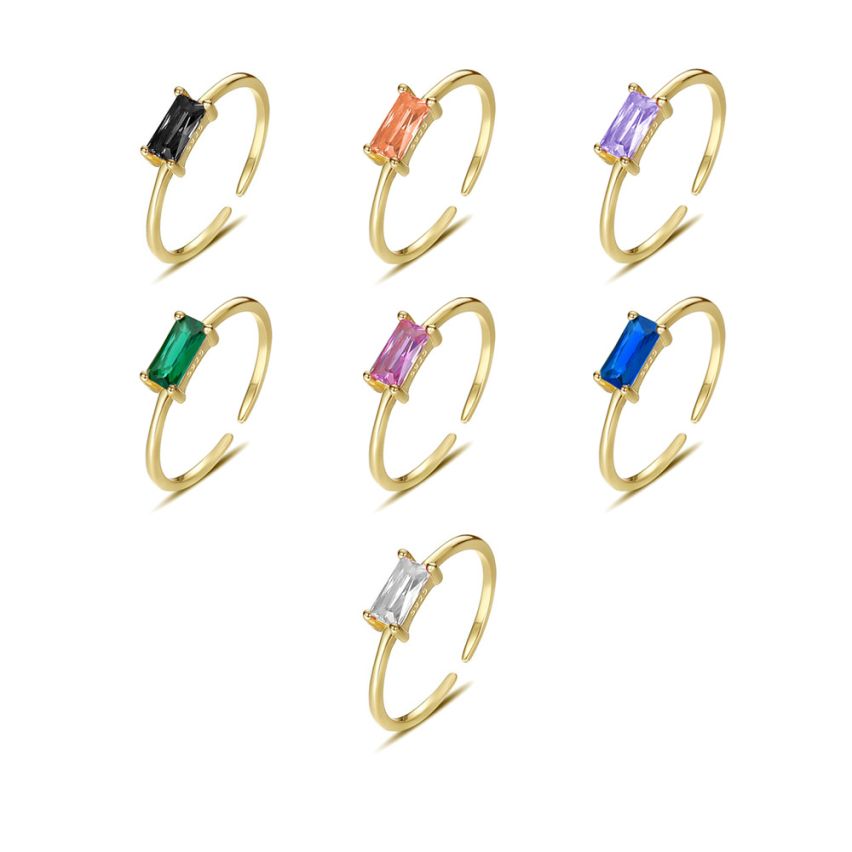 925 Silver Gold Plating Zircon Minimalist Rings