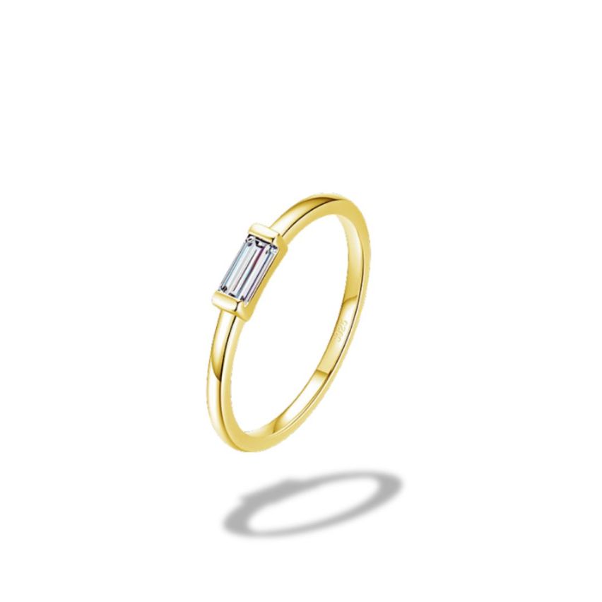 925 Silver Gold Plating Zircon Minimalist Rings 1.2g EU54 - ES14 - US7