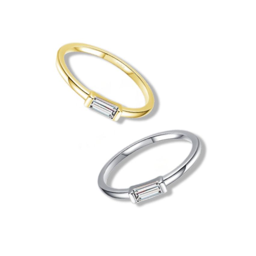 Gold Plating Zircon Minimalist Rings 1.2g 