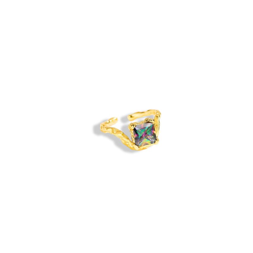 925 Silver Gold Plating Zircon Texture Rings EU56 - ES16 - US7.5