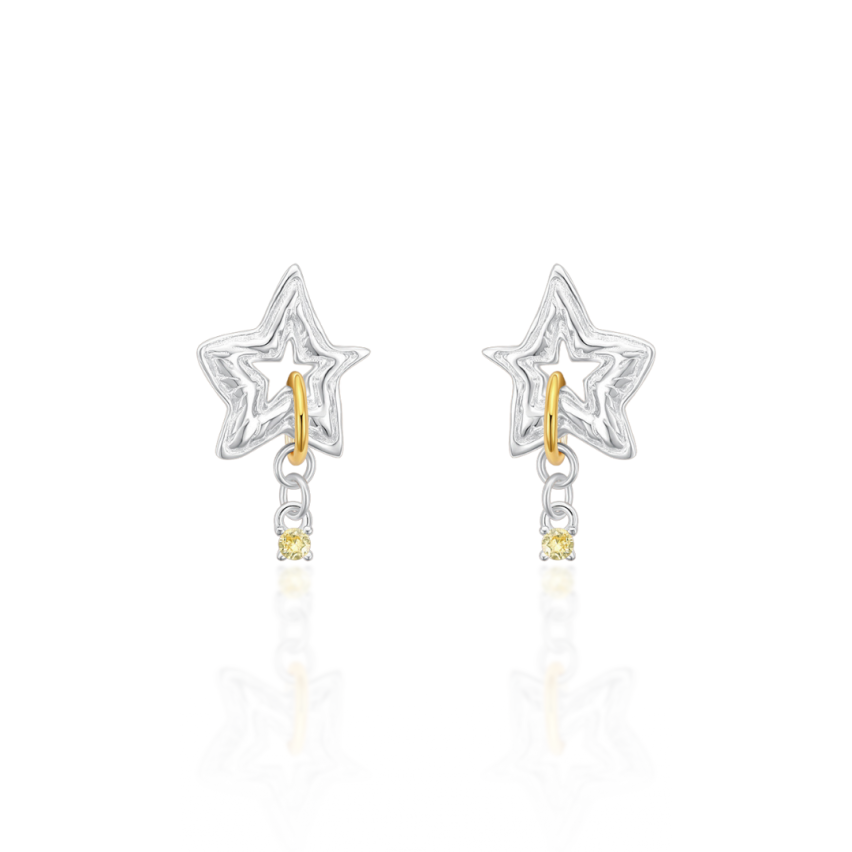 ESSENTIAL Gold & Silver planting  925 Silver Geometric Earrings 