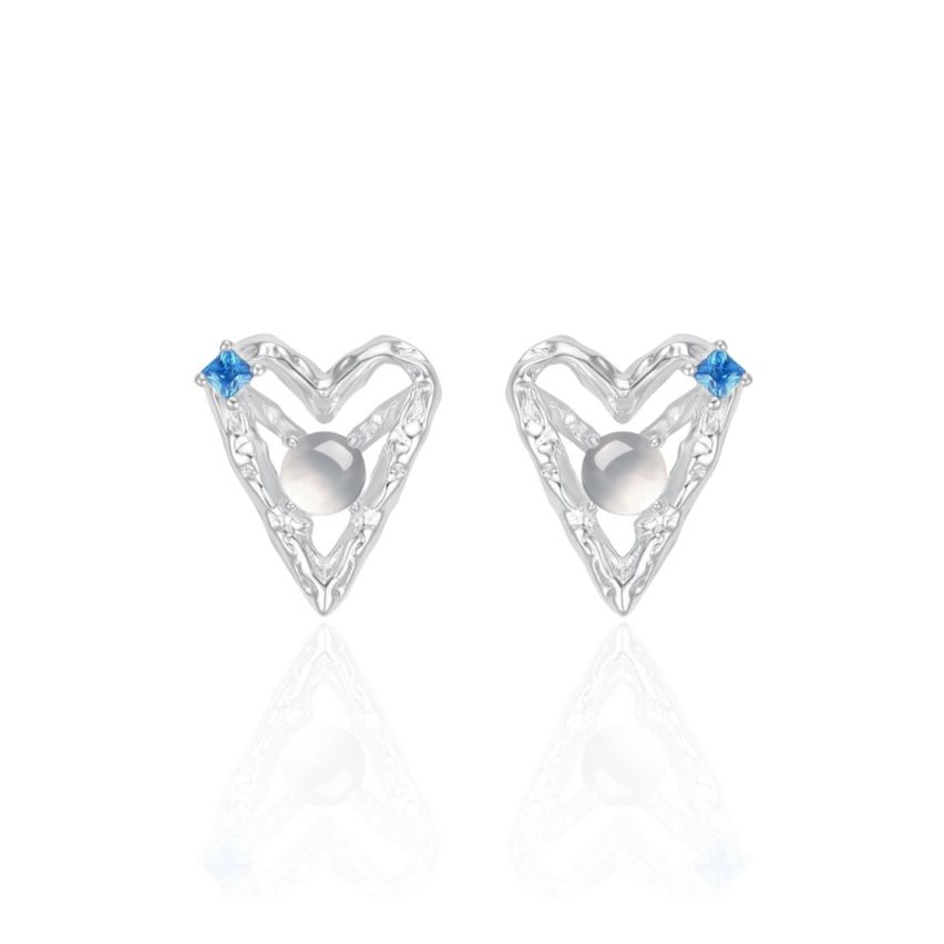 ESSENTIAL Rhodium Plating 925 Silver Agate Zircon Earrings 3.60g 
