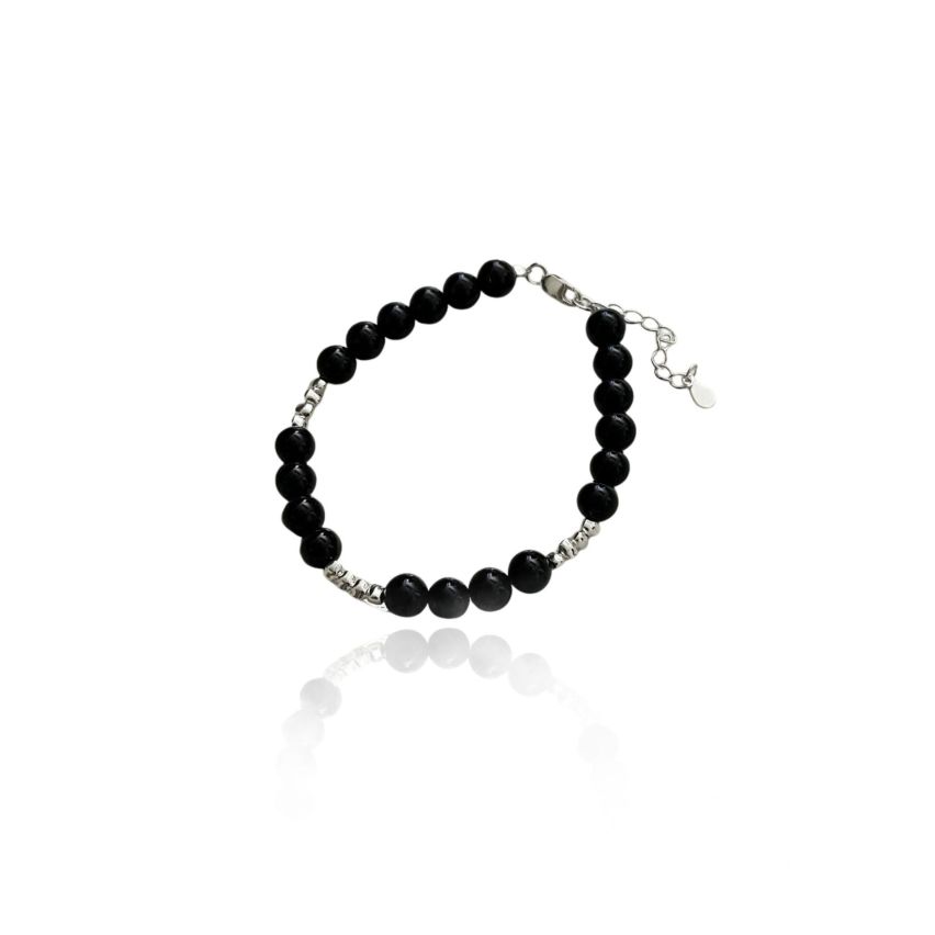 925 Silver Rhodium Plating Black Beads Bracelets