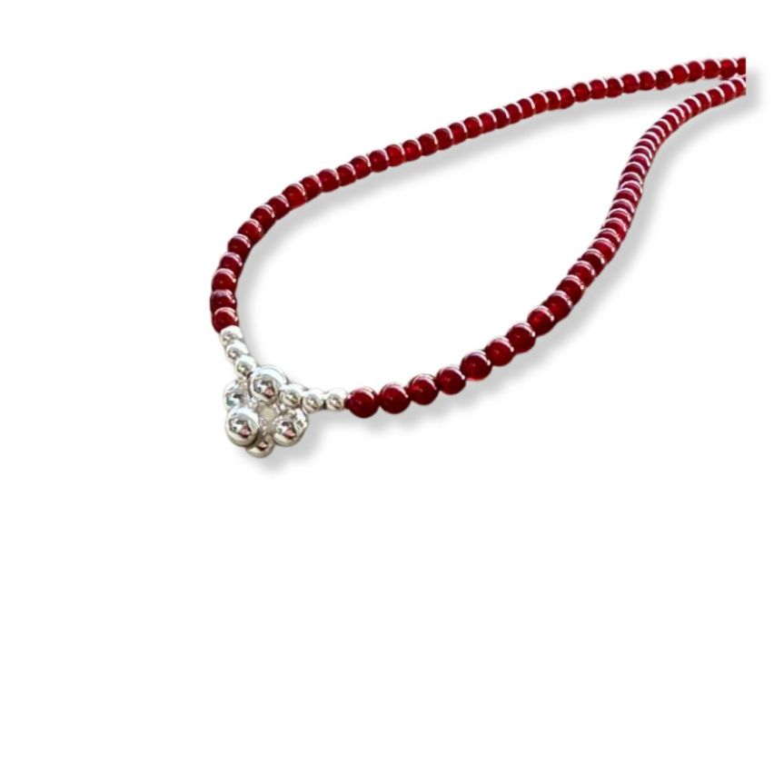 925 Silver Rhodium Plating Red Beads Pendants 8.4g