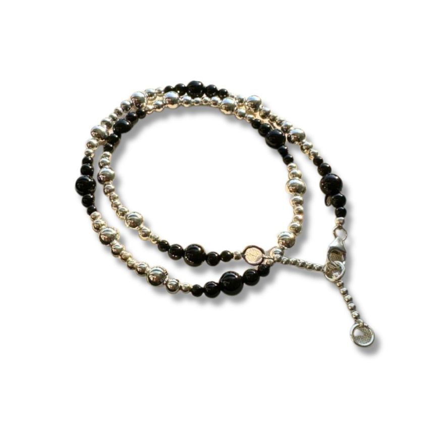 925 Silver Rhodium Plating Black Beads Pendants