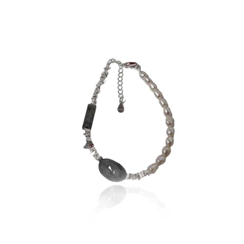 925 Silver Rhodium Plating Black Pearl Beads Bracelets