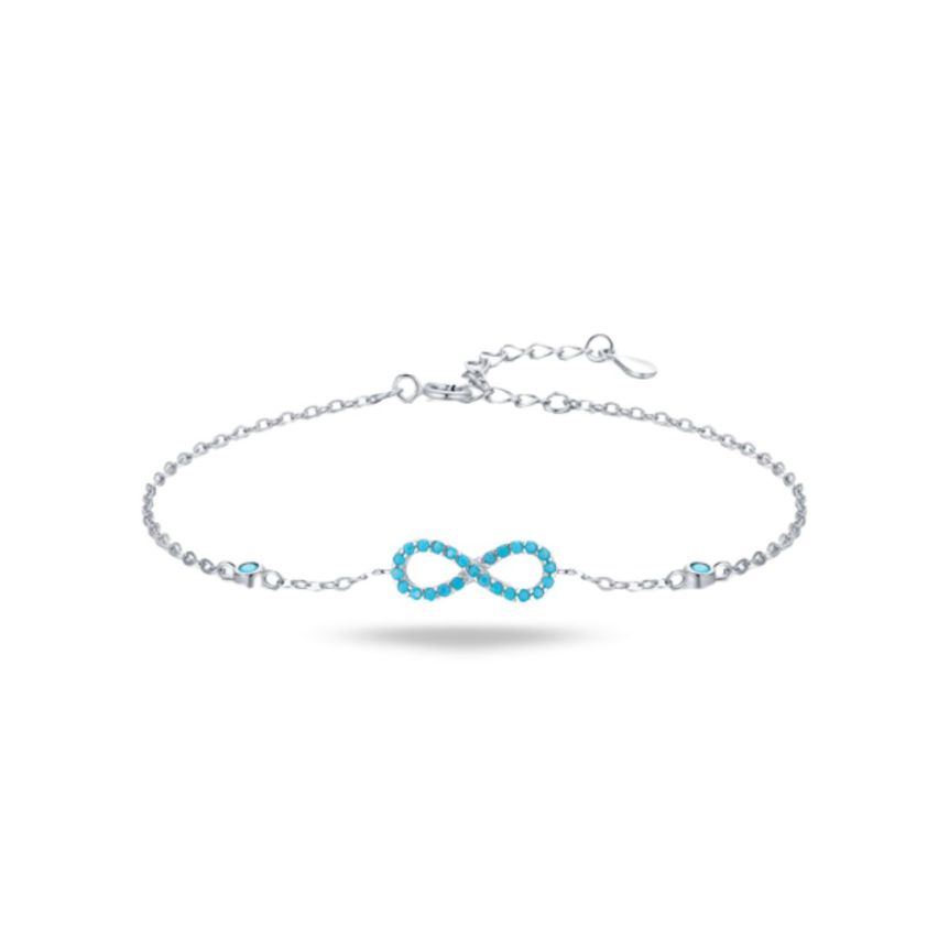 925 Silver Rhodium Plating Blue Turquoise Minimalist Bracelets 1.23g