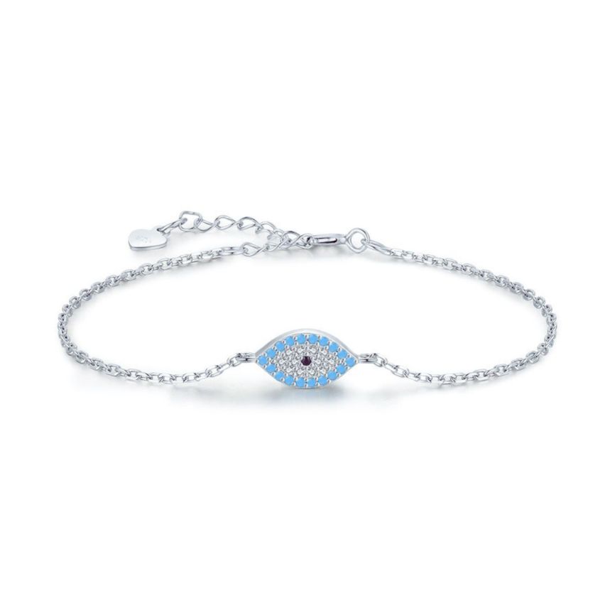 925 Silver Rhodium Plating Lake blue Zircon Minimalist Bracelets 1.7g