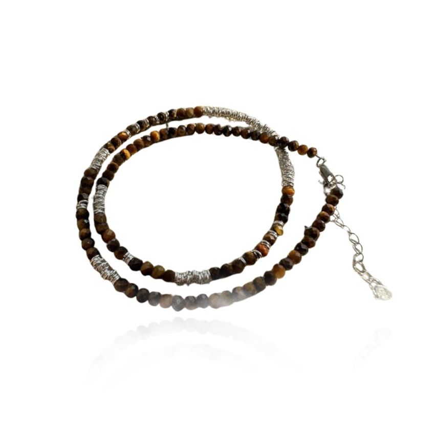 925 Silver Rhodium Plating Brown Beads Pendants