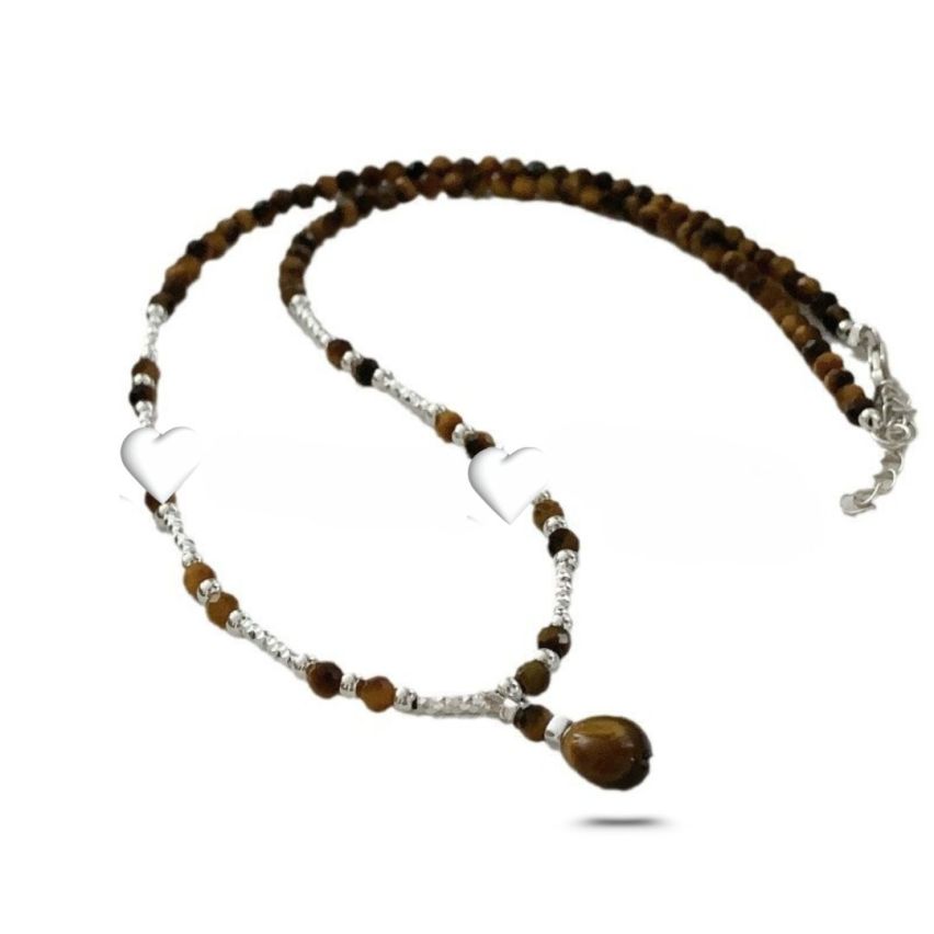 925 Silver Rhodium Plating Brown Beads Pendants