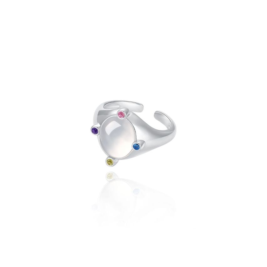 925 Silver Rhodium Plating Colorfull Zircon Rings EU53 - ES13 - US6,50