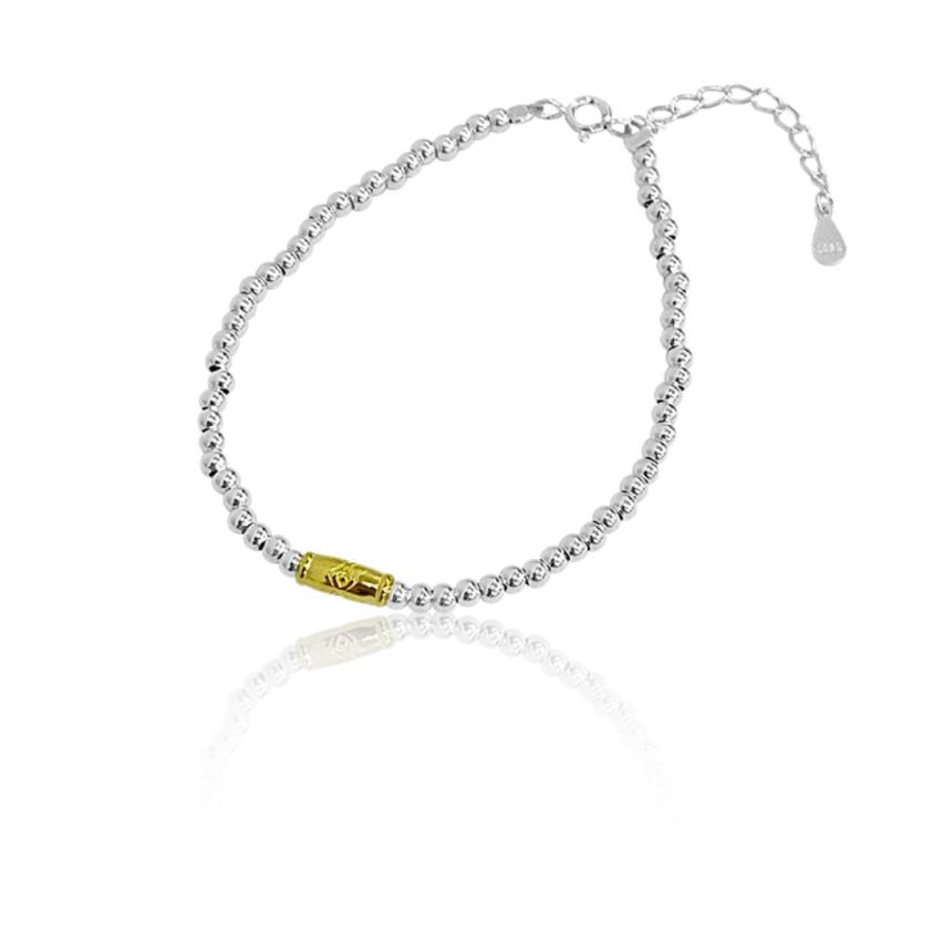 925 Silver Rhodium Plating Gold Beads Bracelets