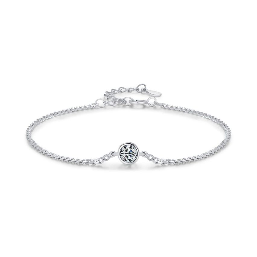 925 Silver Rhodium Plating GRA Moissanite-Diamond certificate Minimalist Bracelets