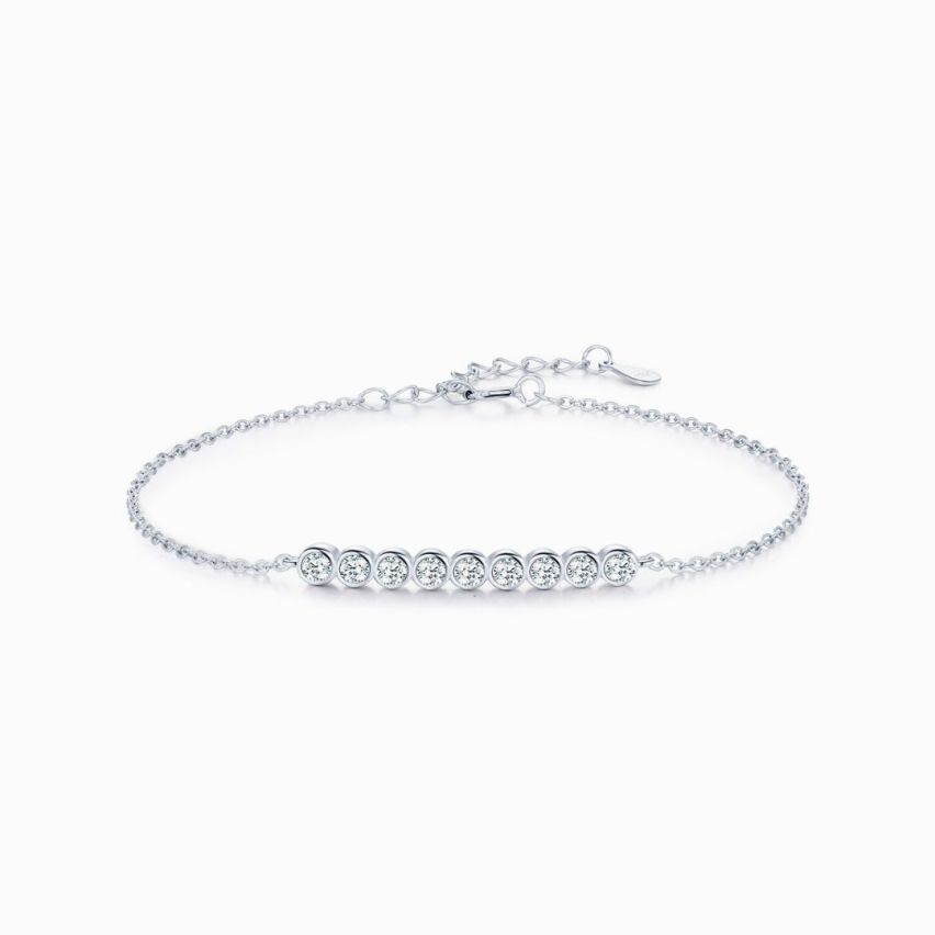 925 Silver Rhodium Plating GRA Moissanite-Diamond certificate Minimalist Bracelets