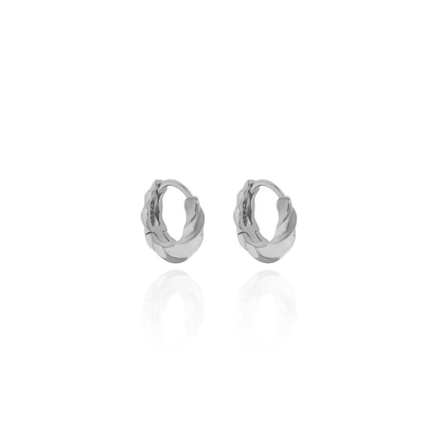 925 Silver Rhodium Plating Hoop Earrings 1.65g 11.5x3.5mm