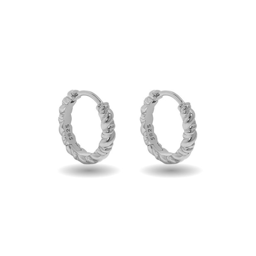 925 Silver Rhodium Plating Hoop Earrings 2.05g 13x2.5mm