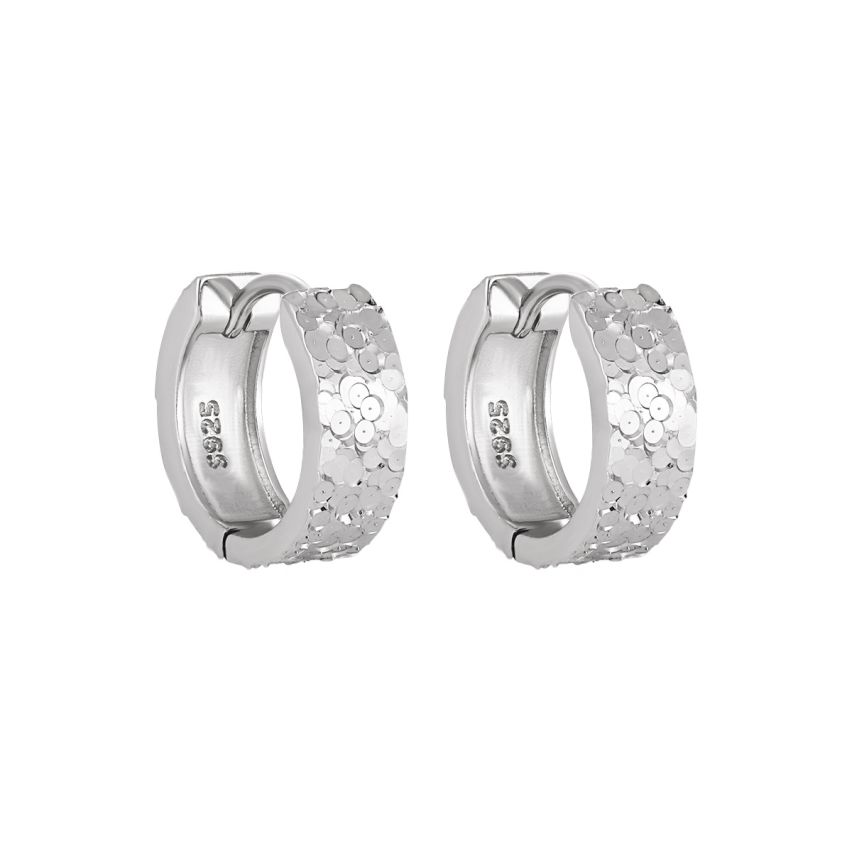925 Silver Rhodium Plating Hoop Earrings 4g