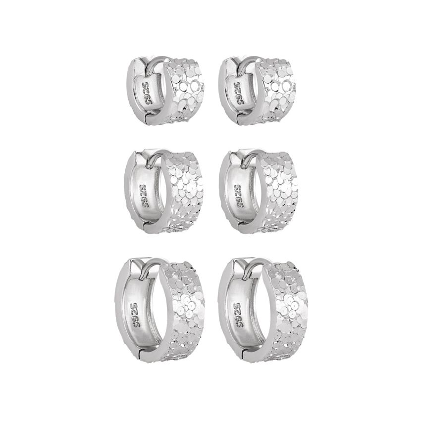 ESSENTIAL Rhodium Plating 925 Silver Hoop Earrings 