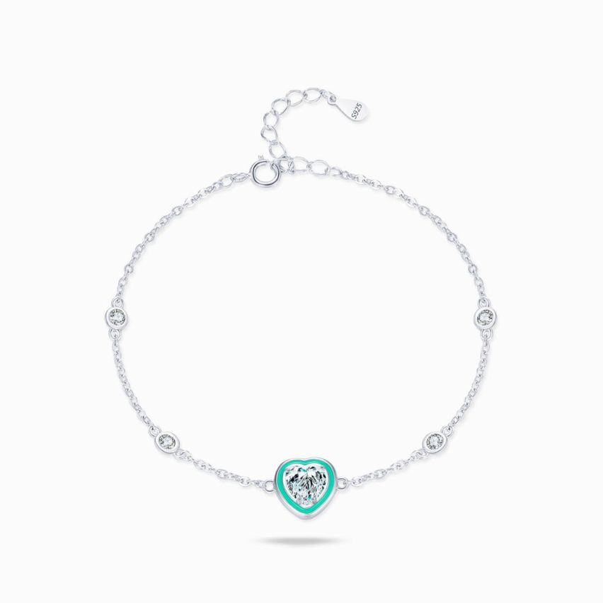 925 Silver Rhodium Plating Lake blue GRA Moissanite-Diamond certificate Minimalist Bracelets