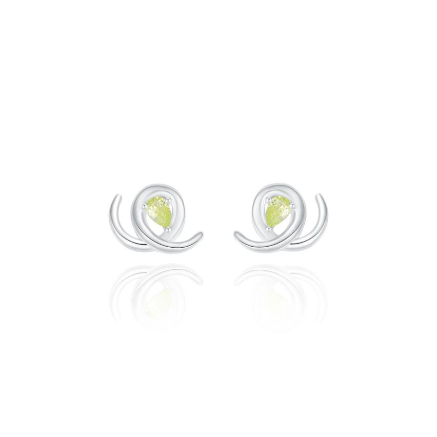 925 Silver Rhodium Plating Light green Zircon Geometric Earrings