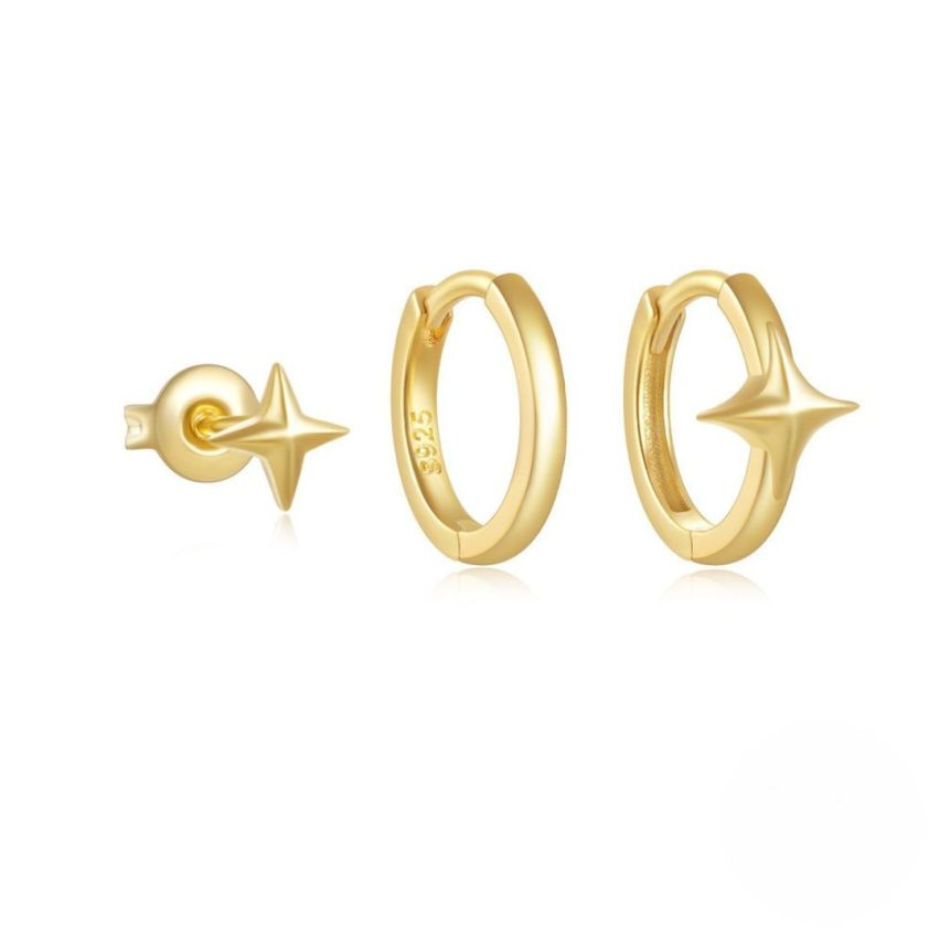 925 Silver Gold Plating Sets Earrings 1.68g 9x6mm