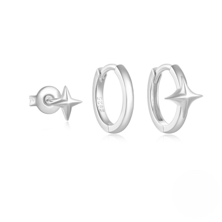 925 Silver Rhodium Plating Sets Earrings 1.68g 9x6mm