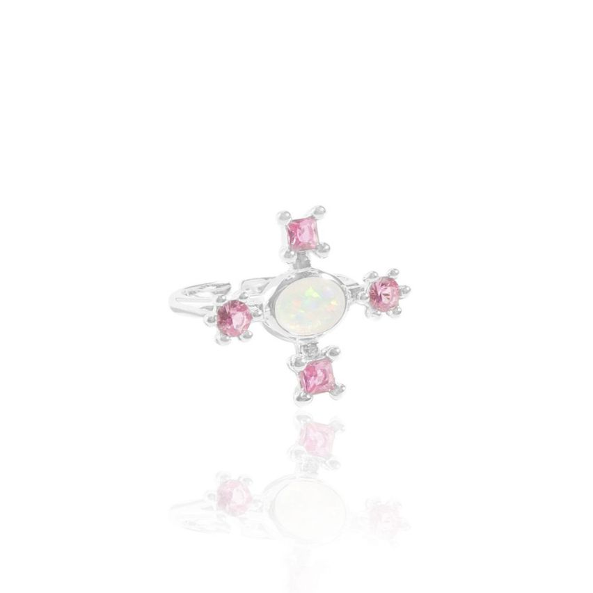 925 Silver Rhodium Plating Zircon Cross Rings